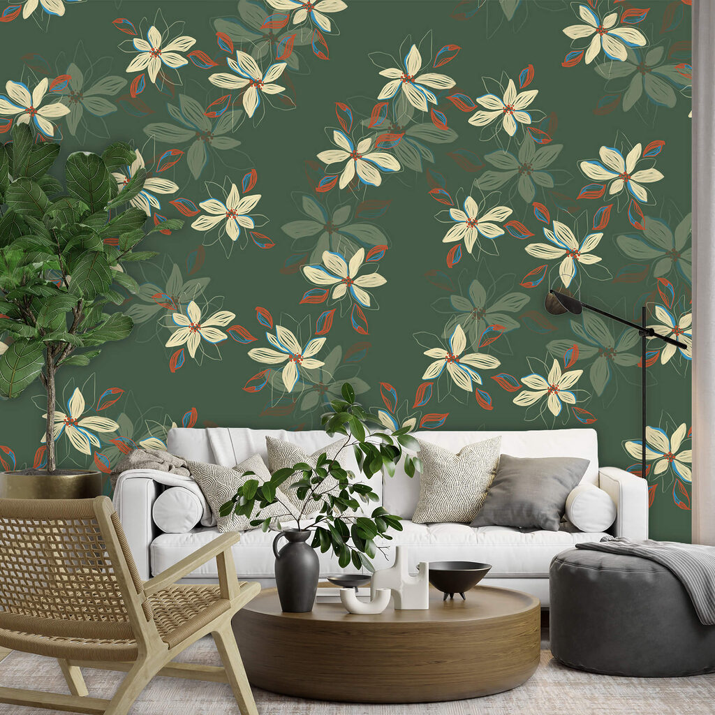 Weiße Blüten auf Grün — Interieur 1