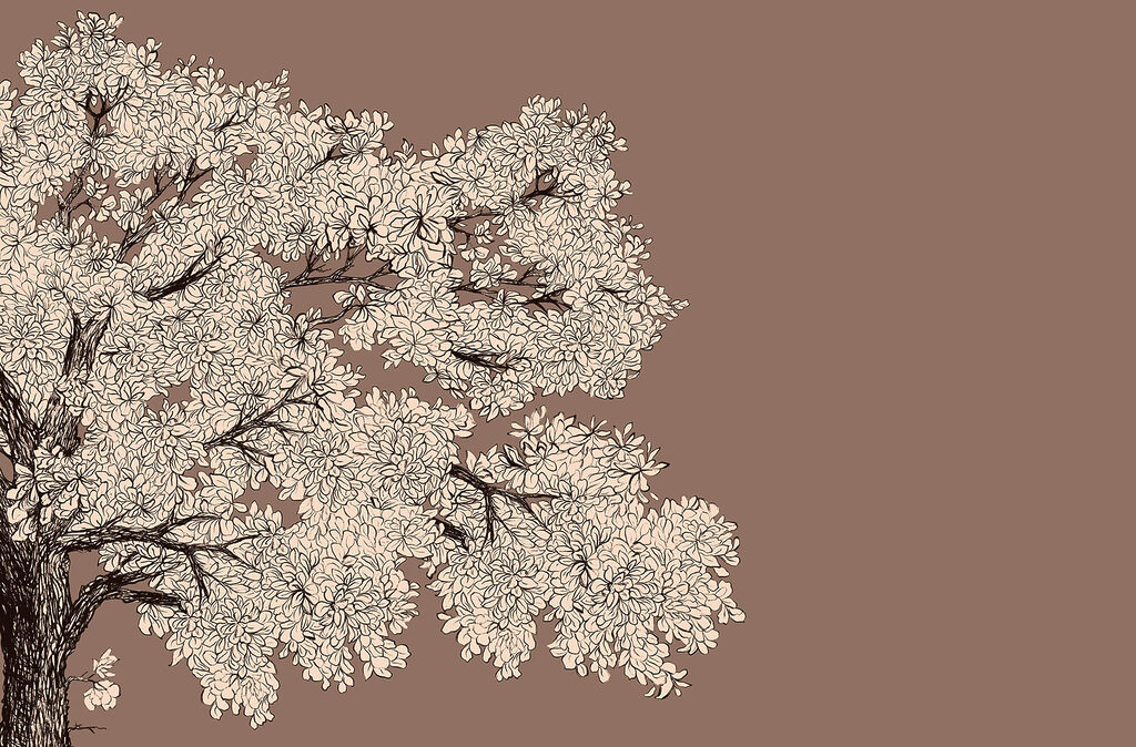 Baum in weißer Blüte — ganzes Design