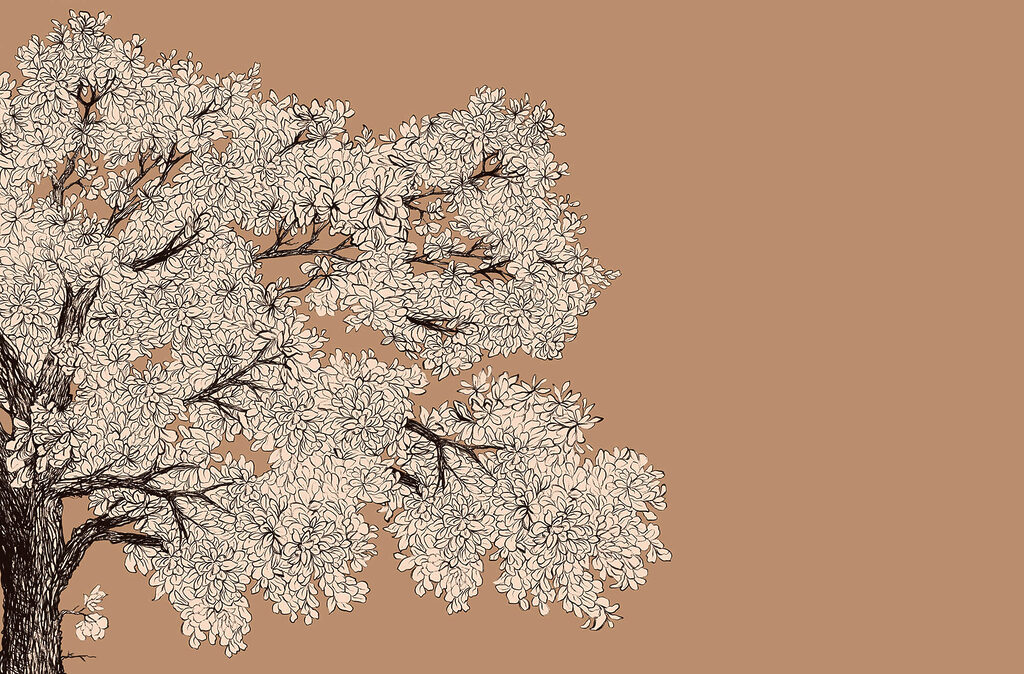 Baum in weißer Blüte — ganzes Design