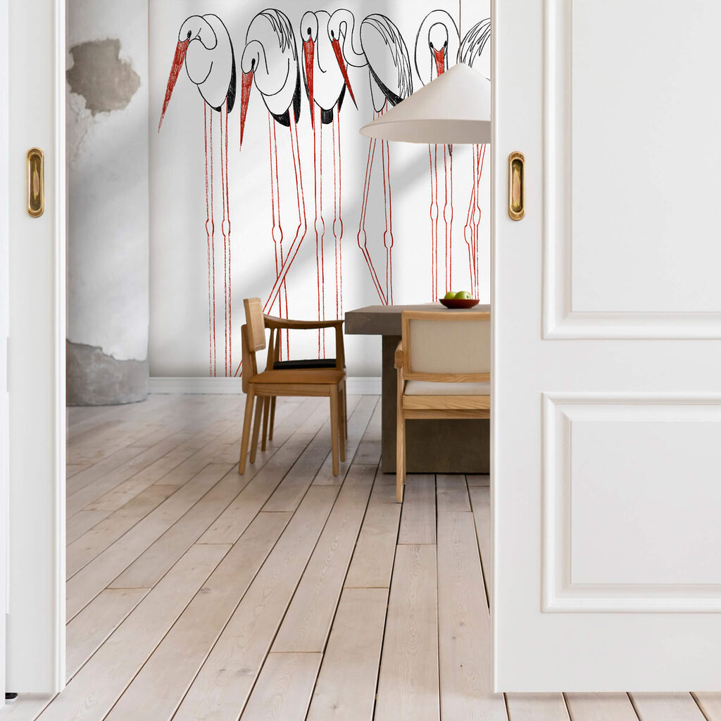 Vögel auf roten Stelzen — Interieur 2
