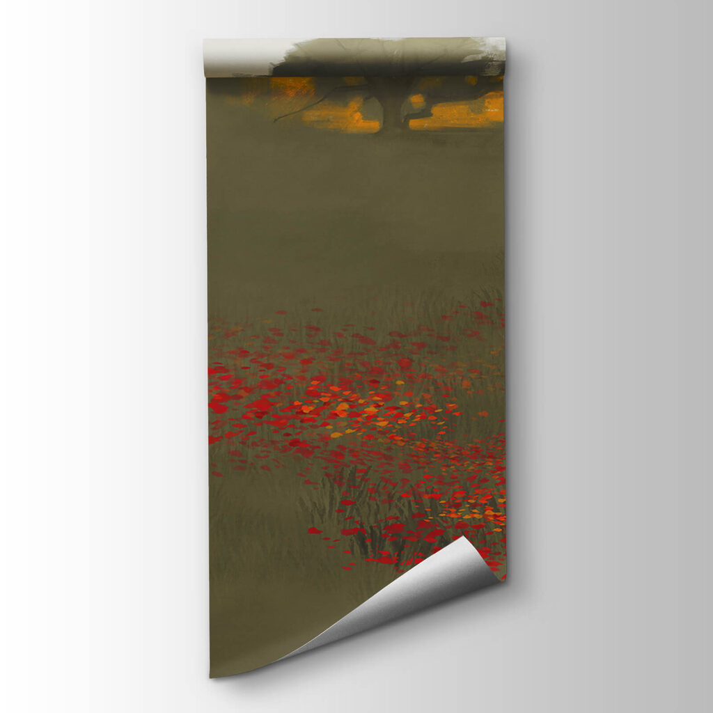 Blumenfeld mit Haus — Produktansicht