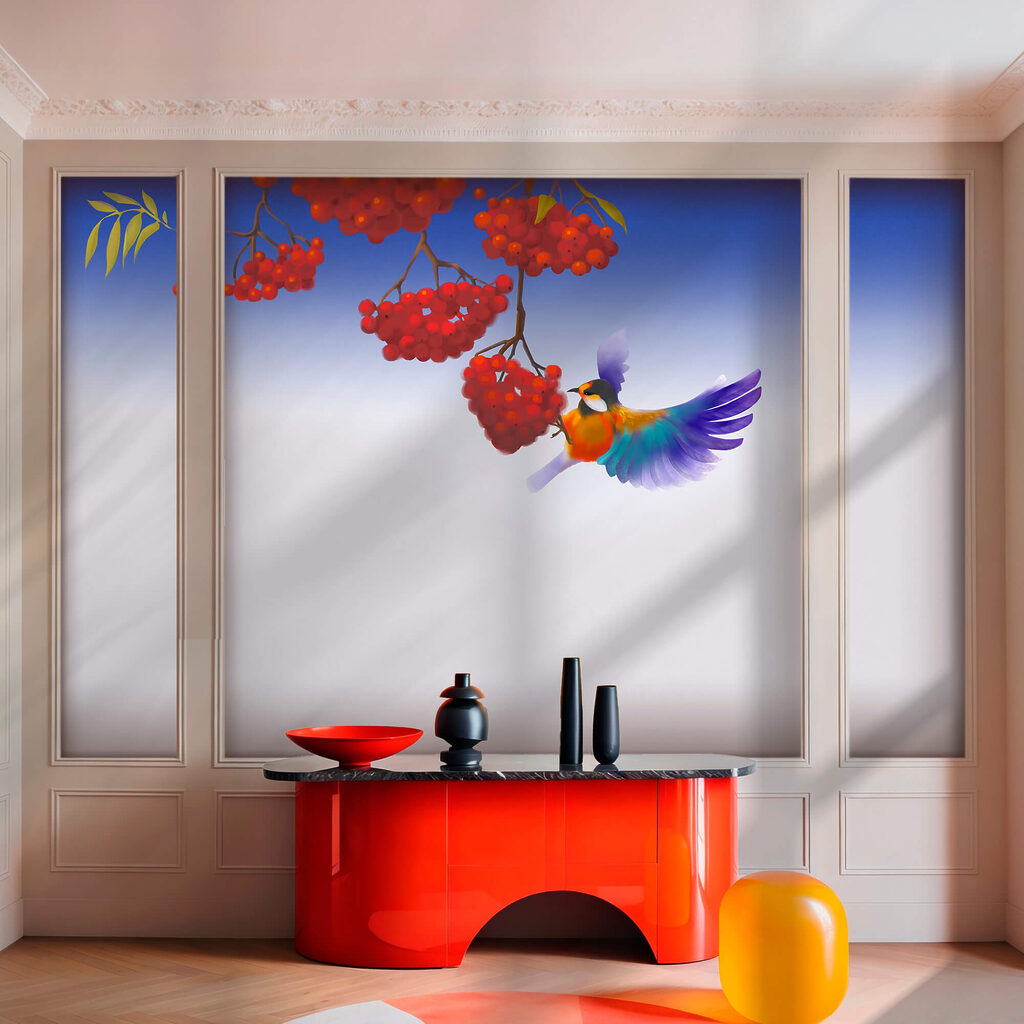 Vogel und rote Beeren — Interieur 1