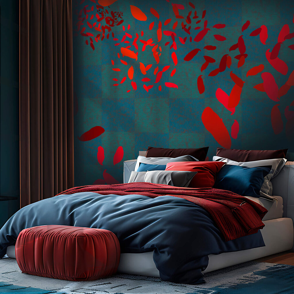 Rote Blätter auf Blau — Interieur 1
