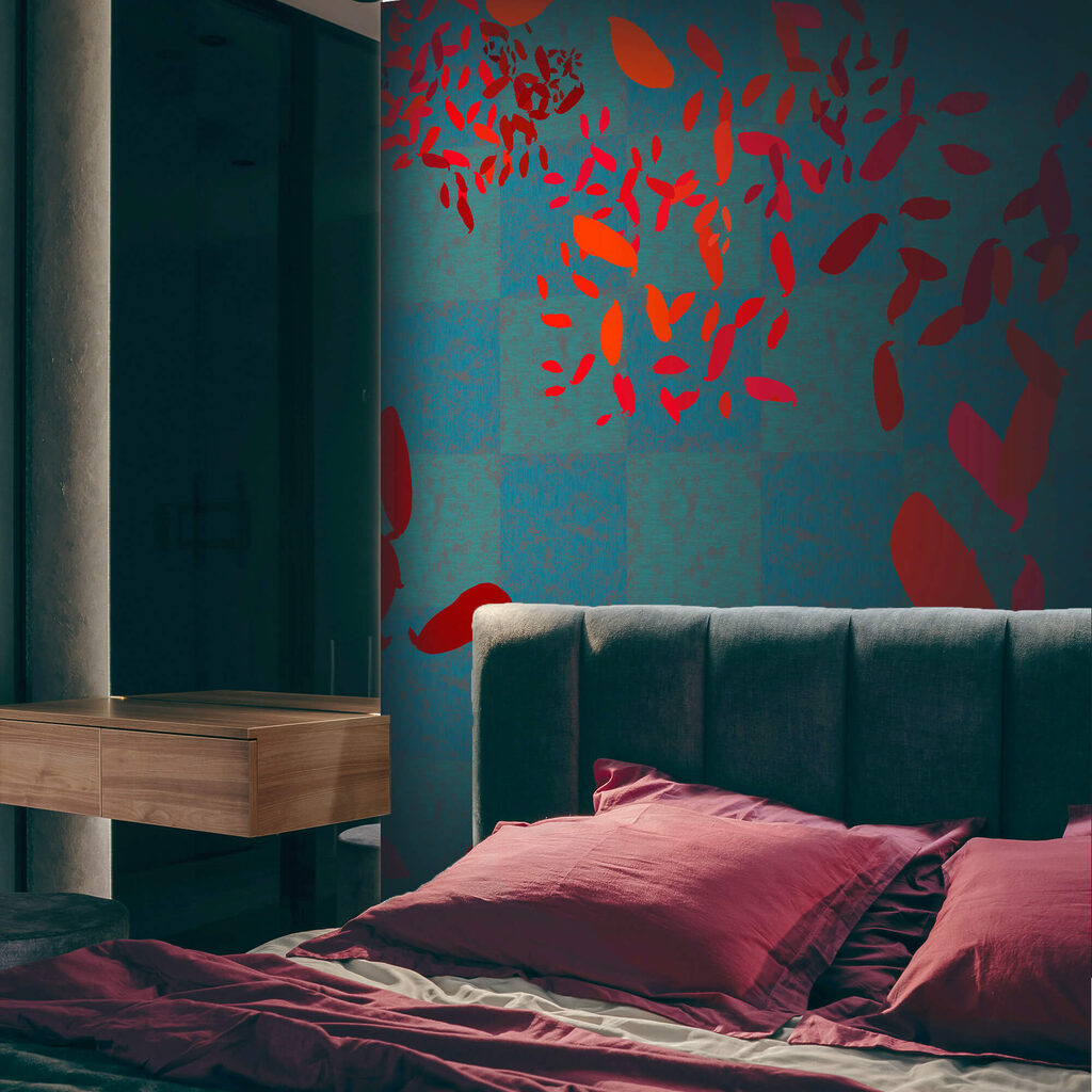 Rote Blätter auf Blau — Interieur 3