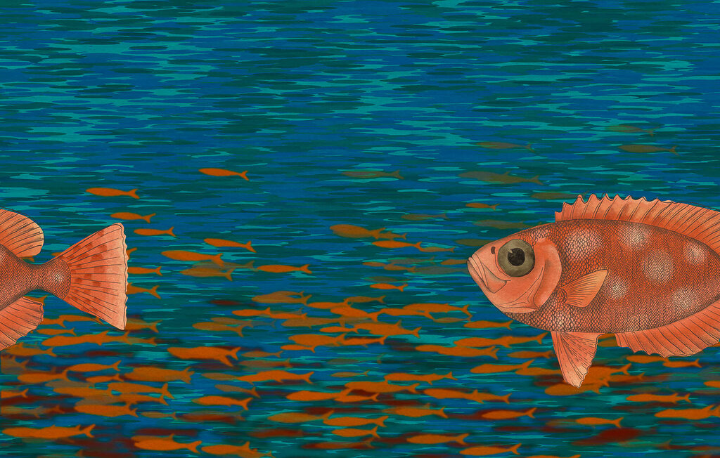 Zwei Fische im Wasser — ganzes Design