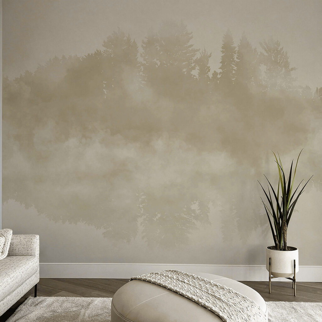 Waldinsel im Nebel in einem Interieur