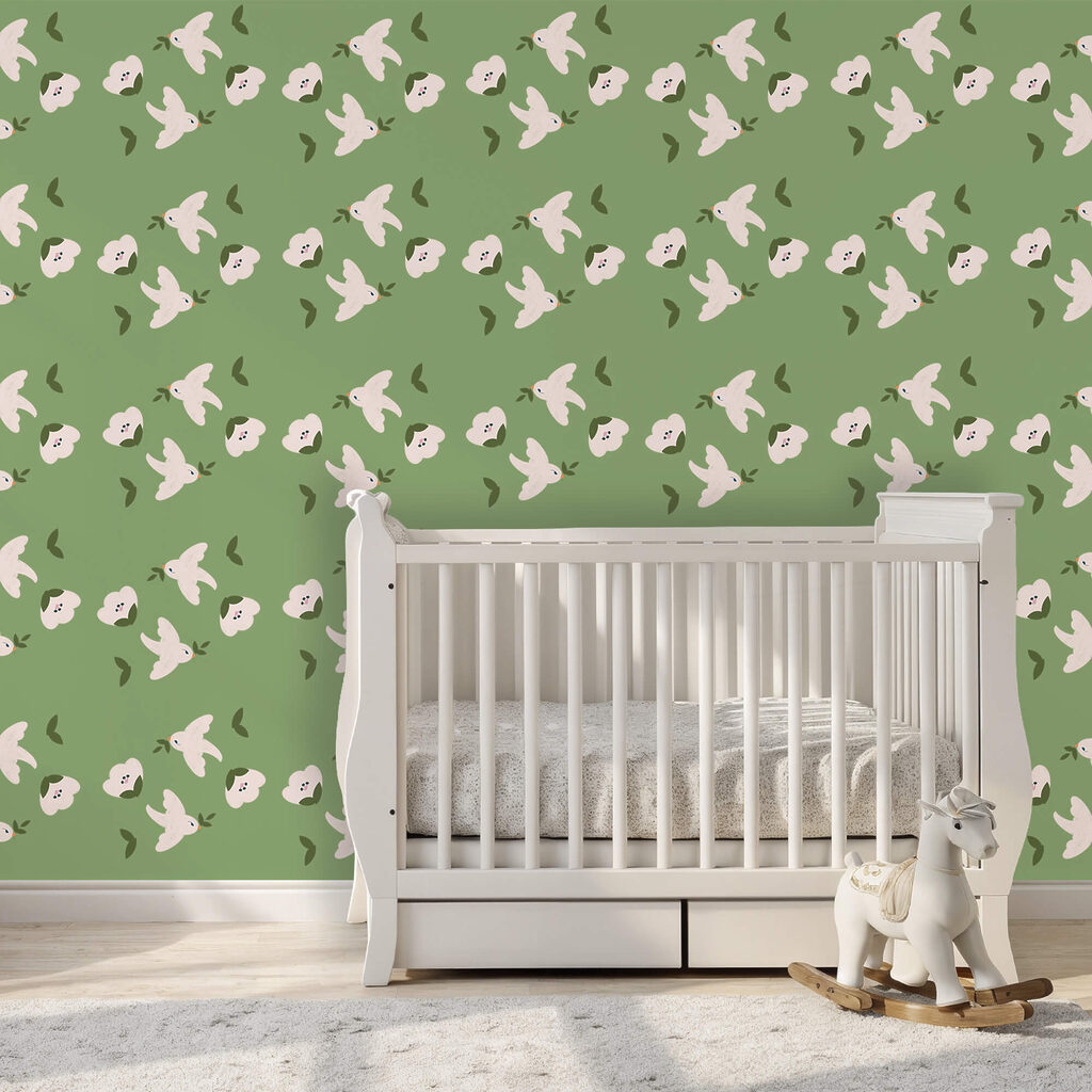 Weiße Vögel auf Grün — Interieur 2