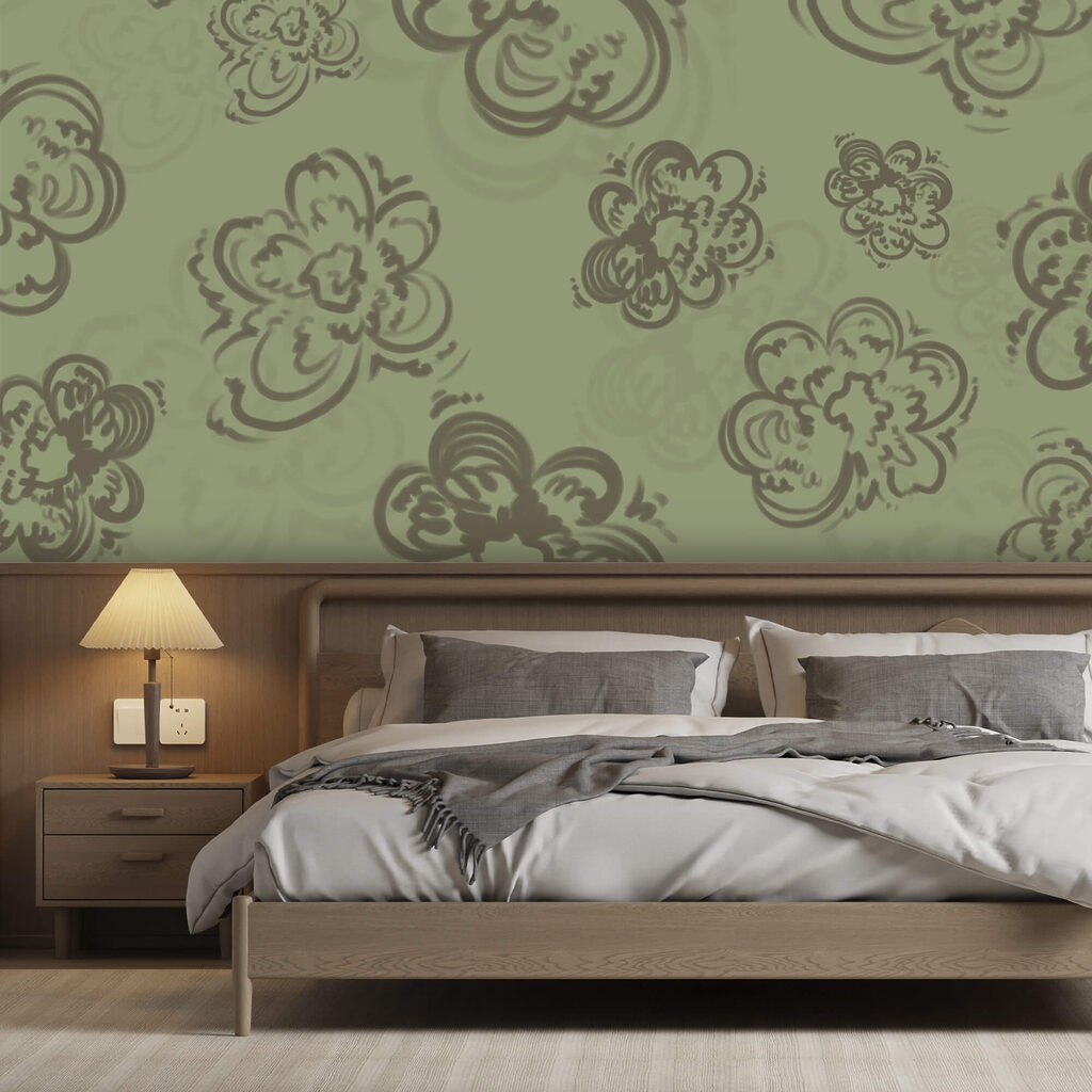 Gezeichnete Blüten auf Grün — Interieur 1