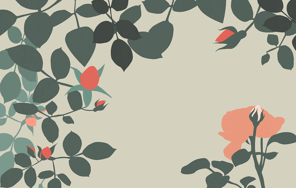 Knospen und runde Blätter — ganzes Design