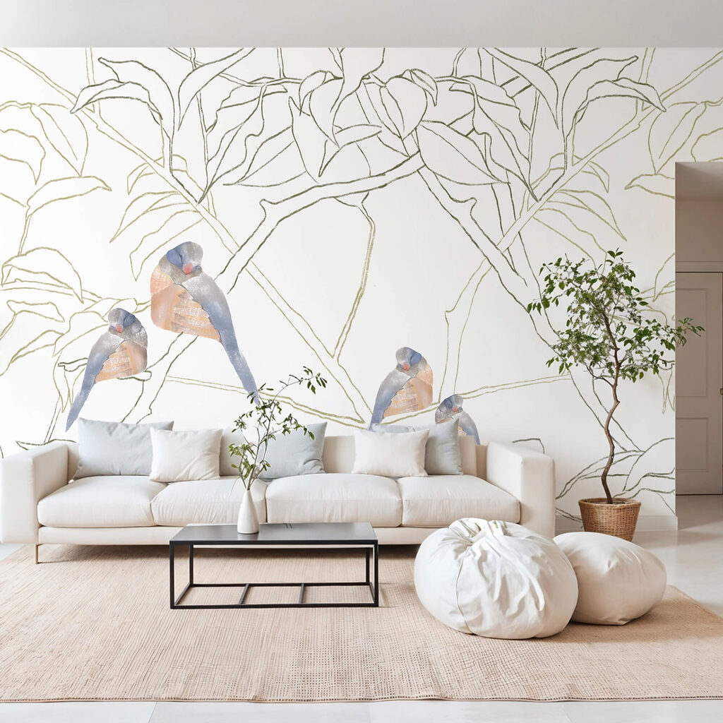 Vögel zwischen hellen Blättern — Interieur 1