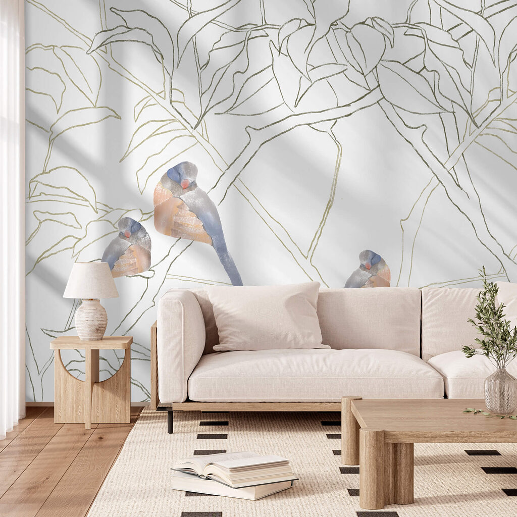 Vögel zwischen hellen Blättern — Interieur 2