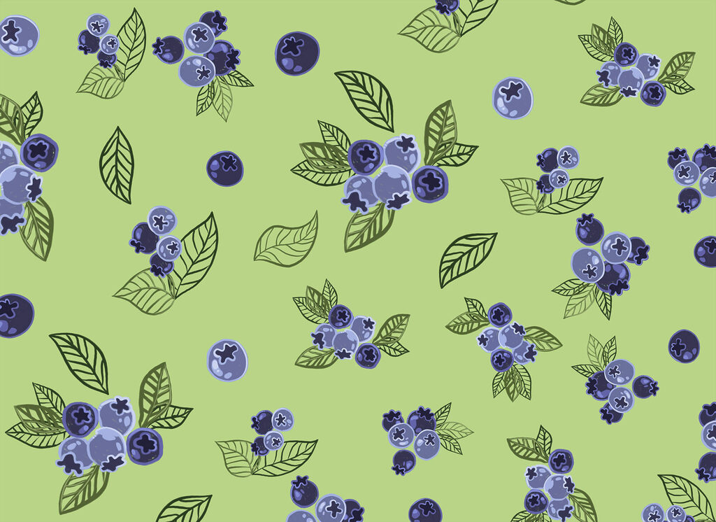 Heidelbeeren und Blätter — ganzes Design
