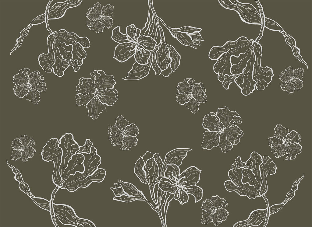 Blüten an gebogenen Zweigen — ganzes Design