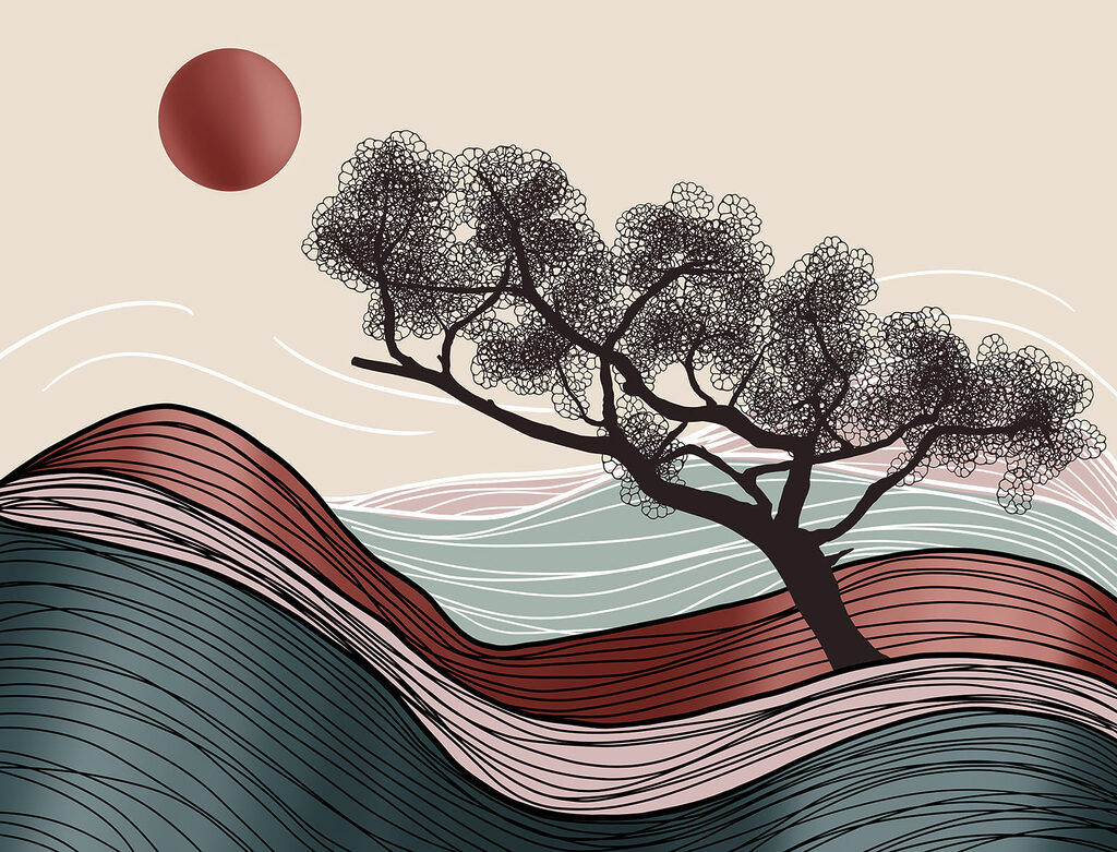 Baum über Linienwellen — ganzes Design
