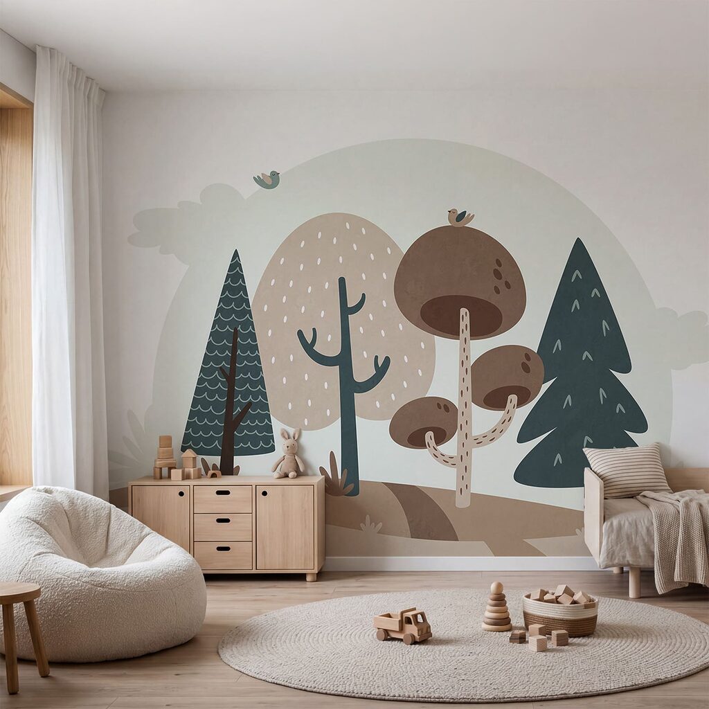 Kleiner gezeichneter Wald in einem Interieur