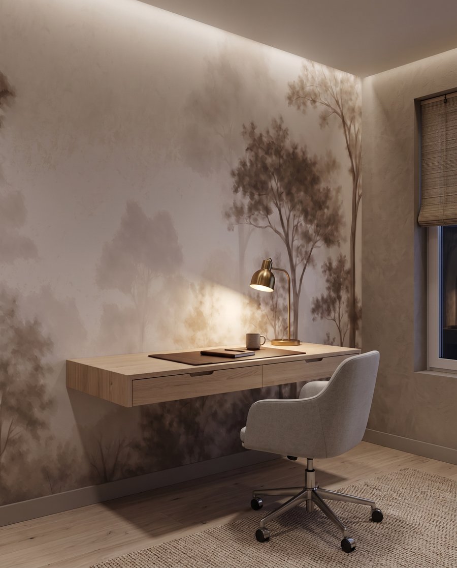 Waldrand hinter lichtem Nebel — Interieur 6
