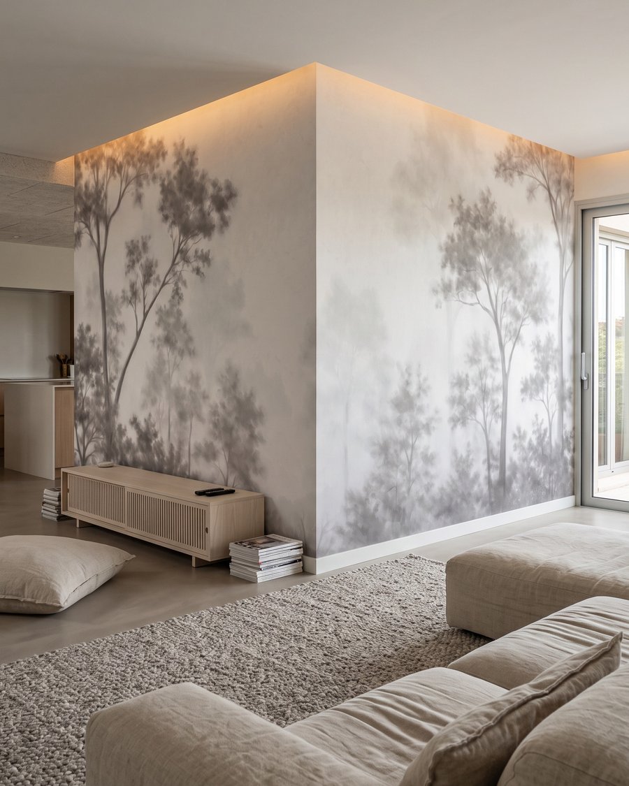 Waldrand hinter lichtem Nebel — Interieur 1