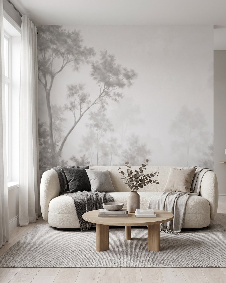 Waldrand hinter lichtem Nebel — Interieur 3