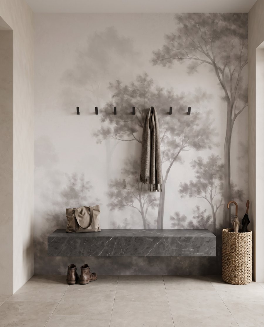 Waldrand hinter lichtem Nebel — Interieur 4