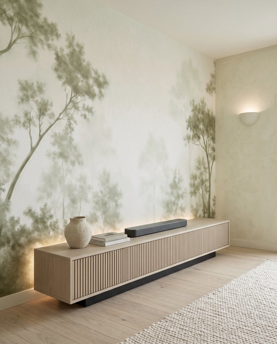 Waldrand hinter lichtem Nebel — Interieur 3