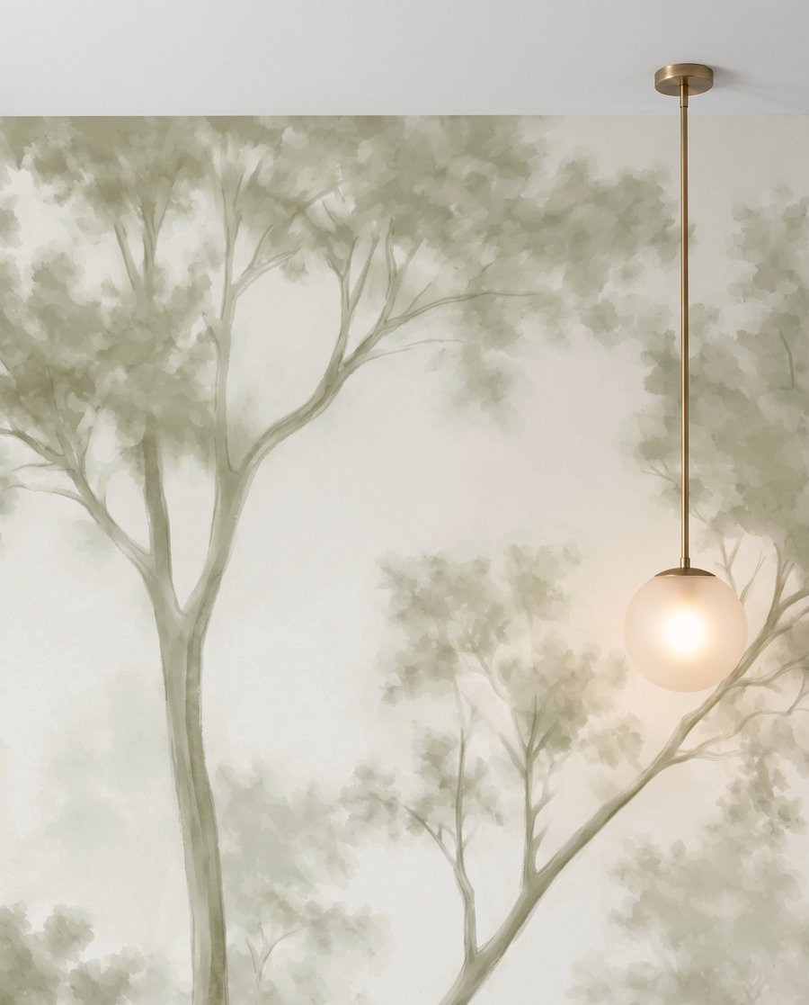 Waldrand hinter lichtem Nebel — Detail