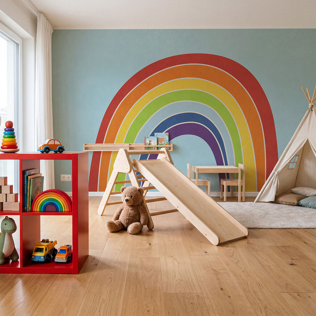 Regenbogen in sieben Streifen in einem Interieur
