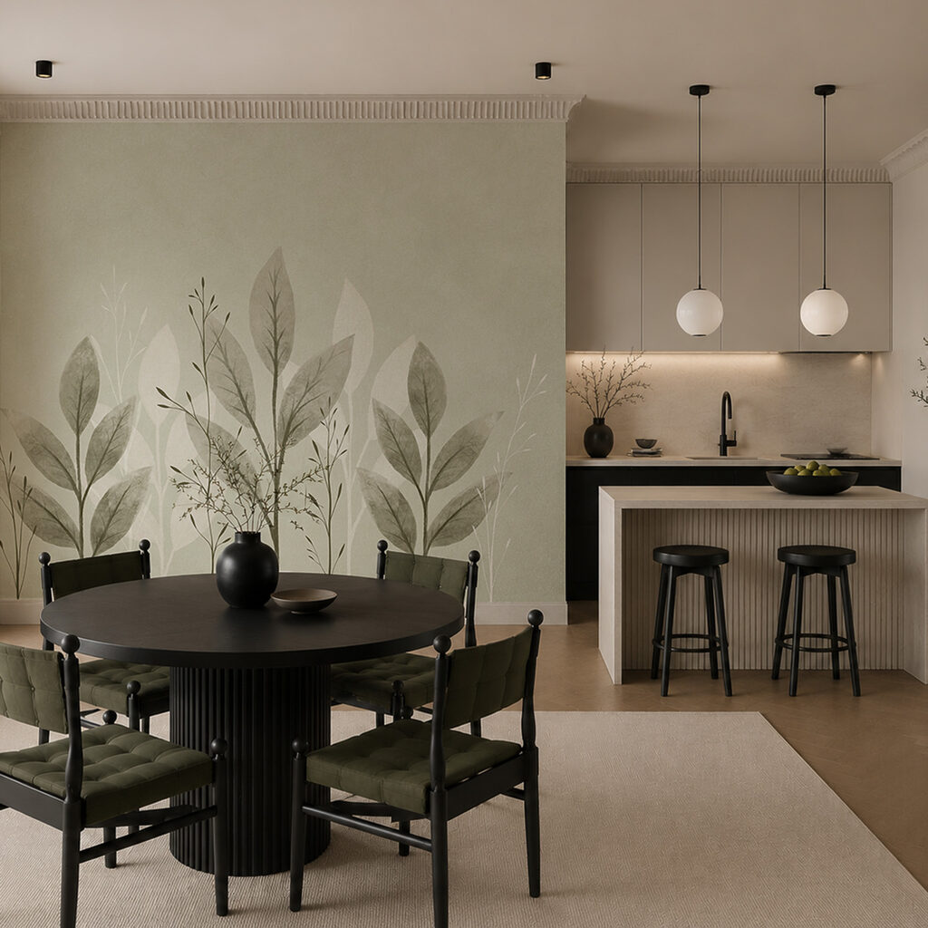 Lockere Blattgruppen in einem Interieur