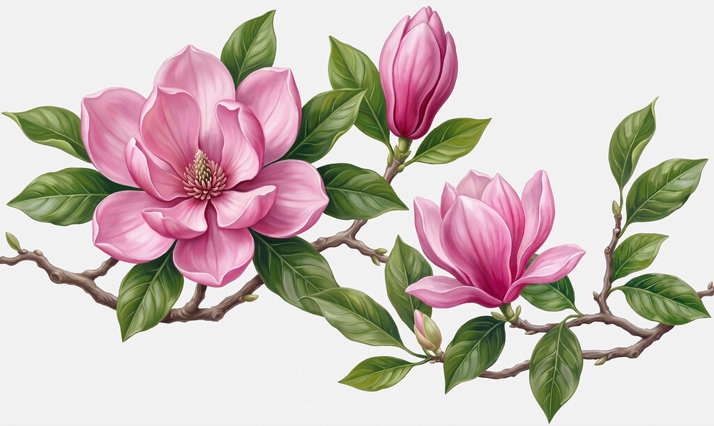 Zweig mit rosa Blüten — ganzes Design