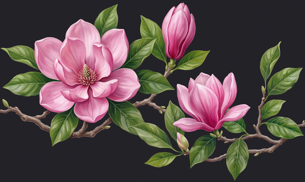 Zweig mit rosa Blüten — ganzes Design