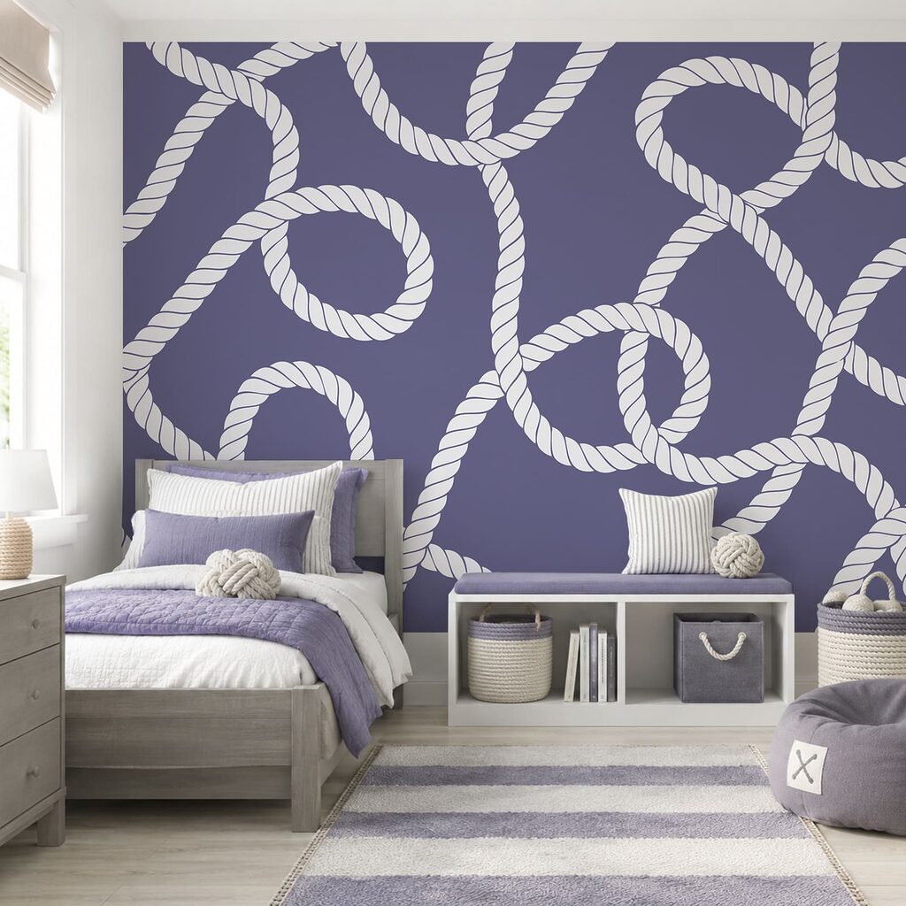 Verschlungene Seilschlaufen in einem Interieur