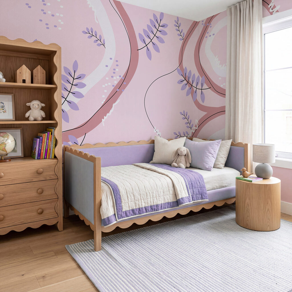 Blättchen zwischen Pinselschwüngen in einem Interieur