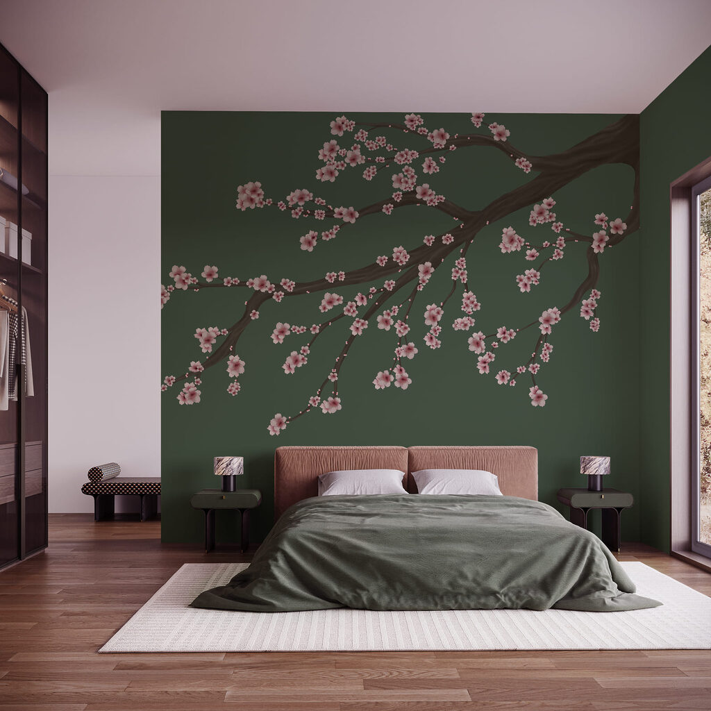Ausladender Blütenzweig in einem Interieur