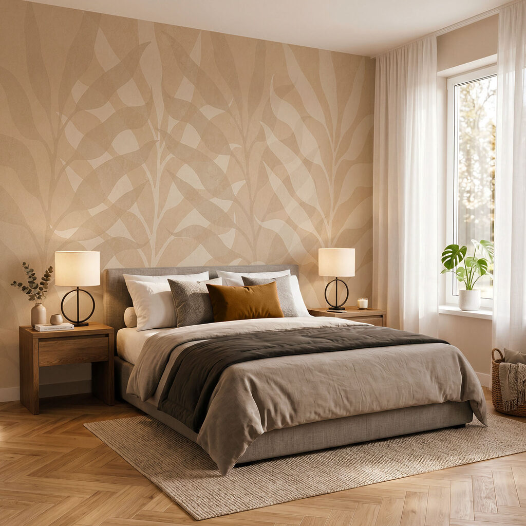 Ruhiges Blättermuster in einem Interieur