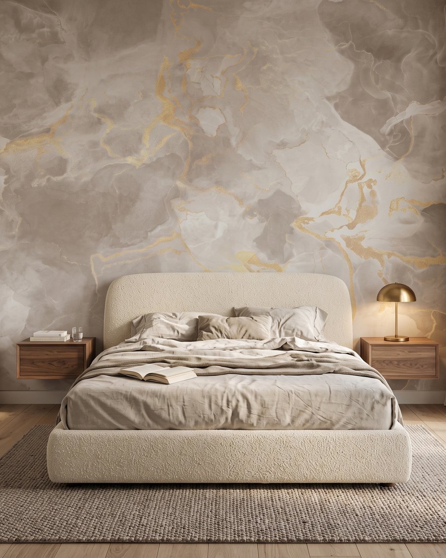 Wolken mit feinen Goldspuren in einem Interieur