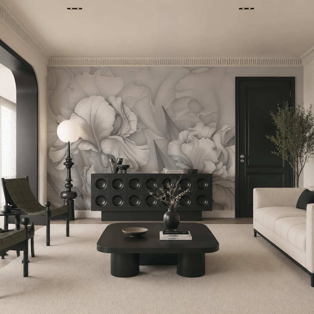 Zarte Irisblüten in einem Interieur