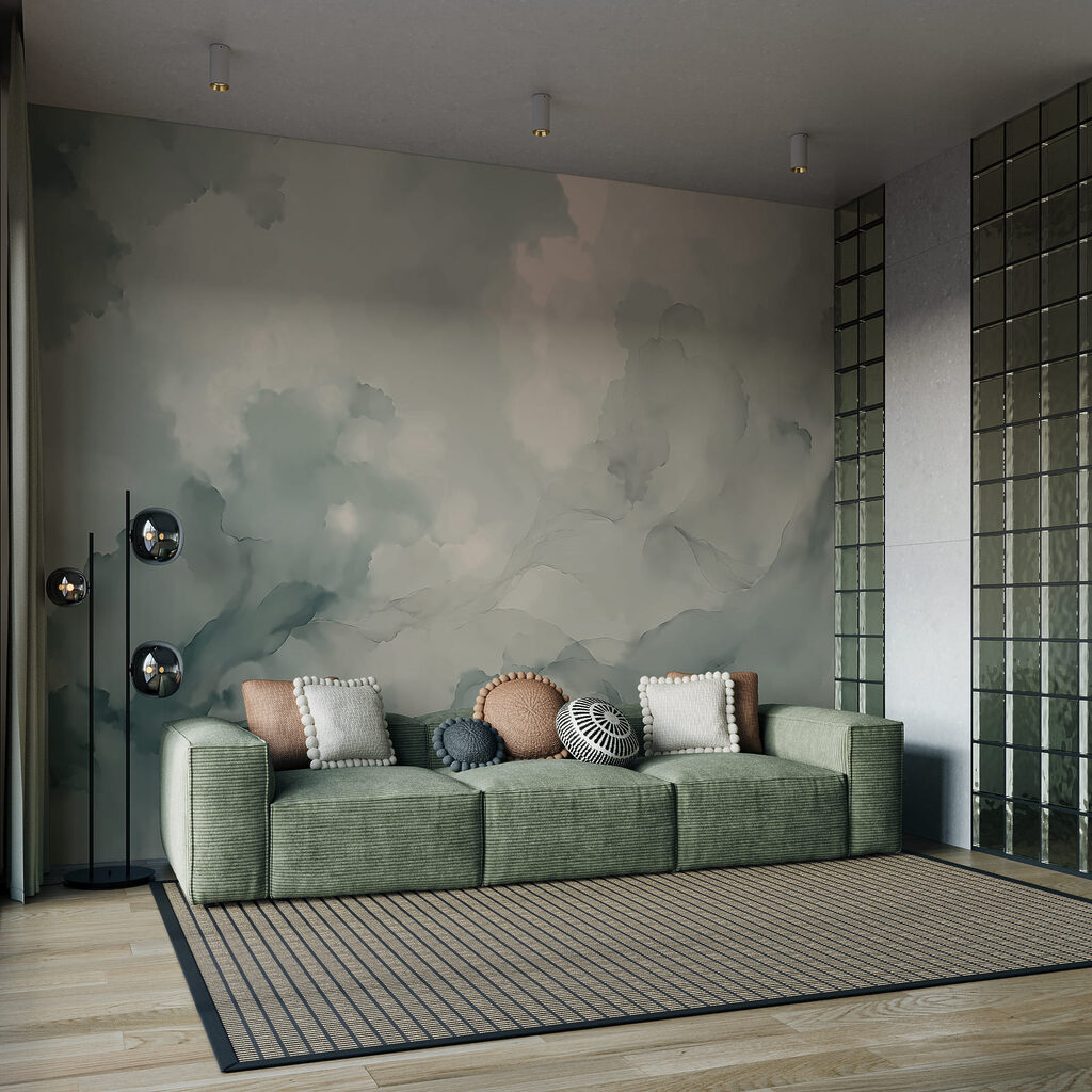 Durchscheinende Farbwolken in einem Interieur
