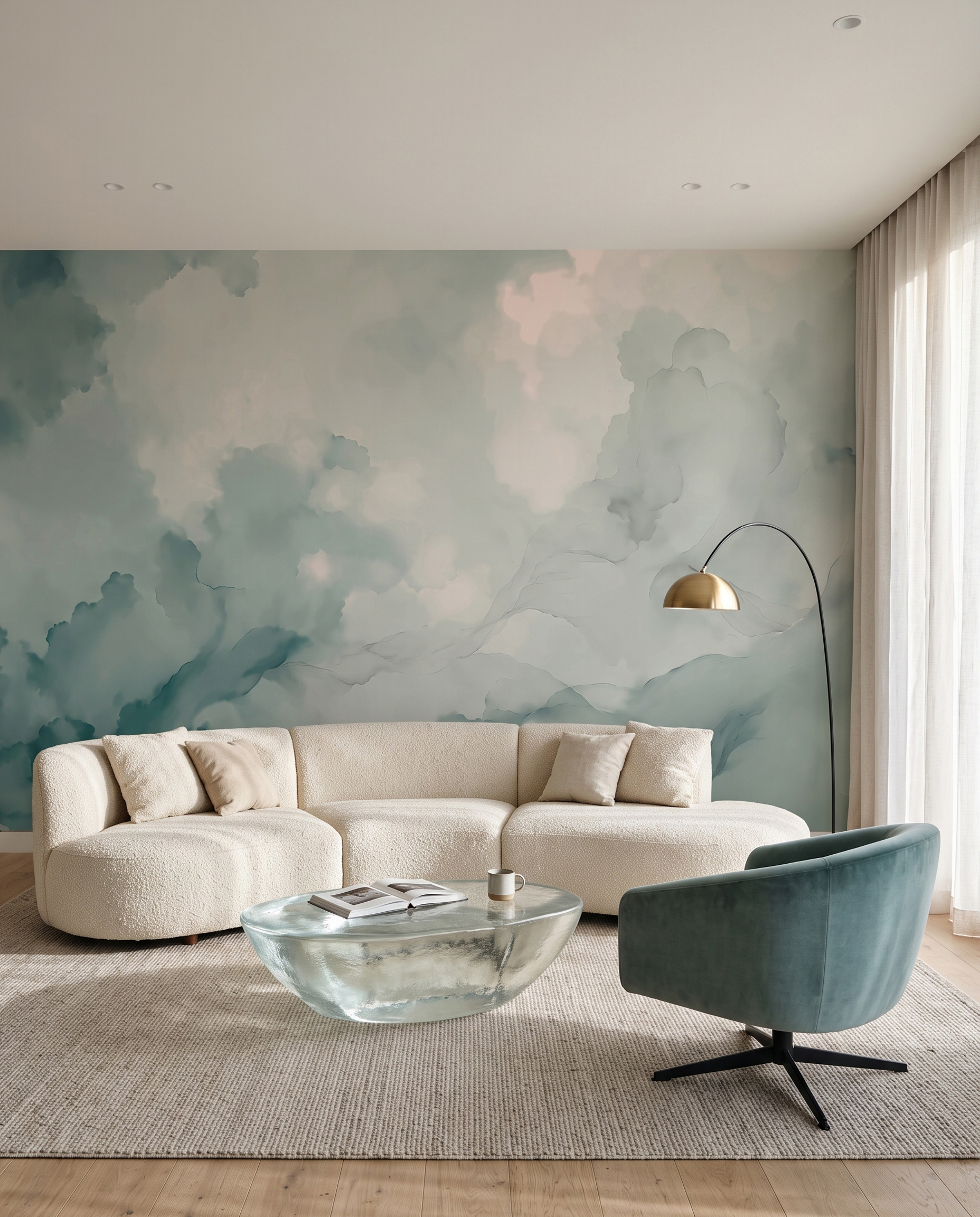Durchscheinende Farbwolken in einem Interieur