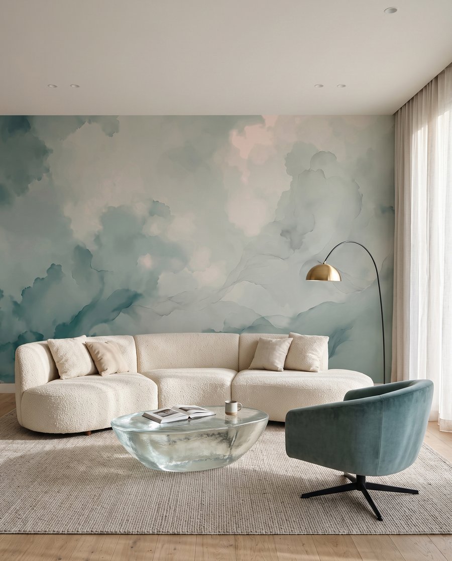 Durchscheinende Farbwolken in einem Interieur