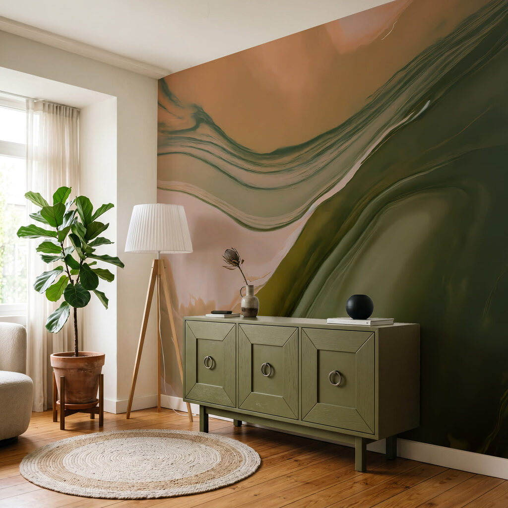 Ströme bunter Tinte in einem Interieur