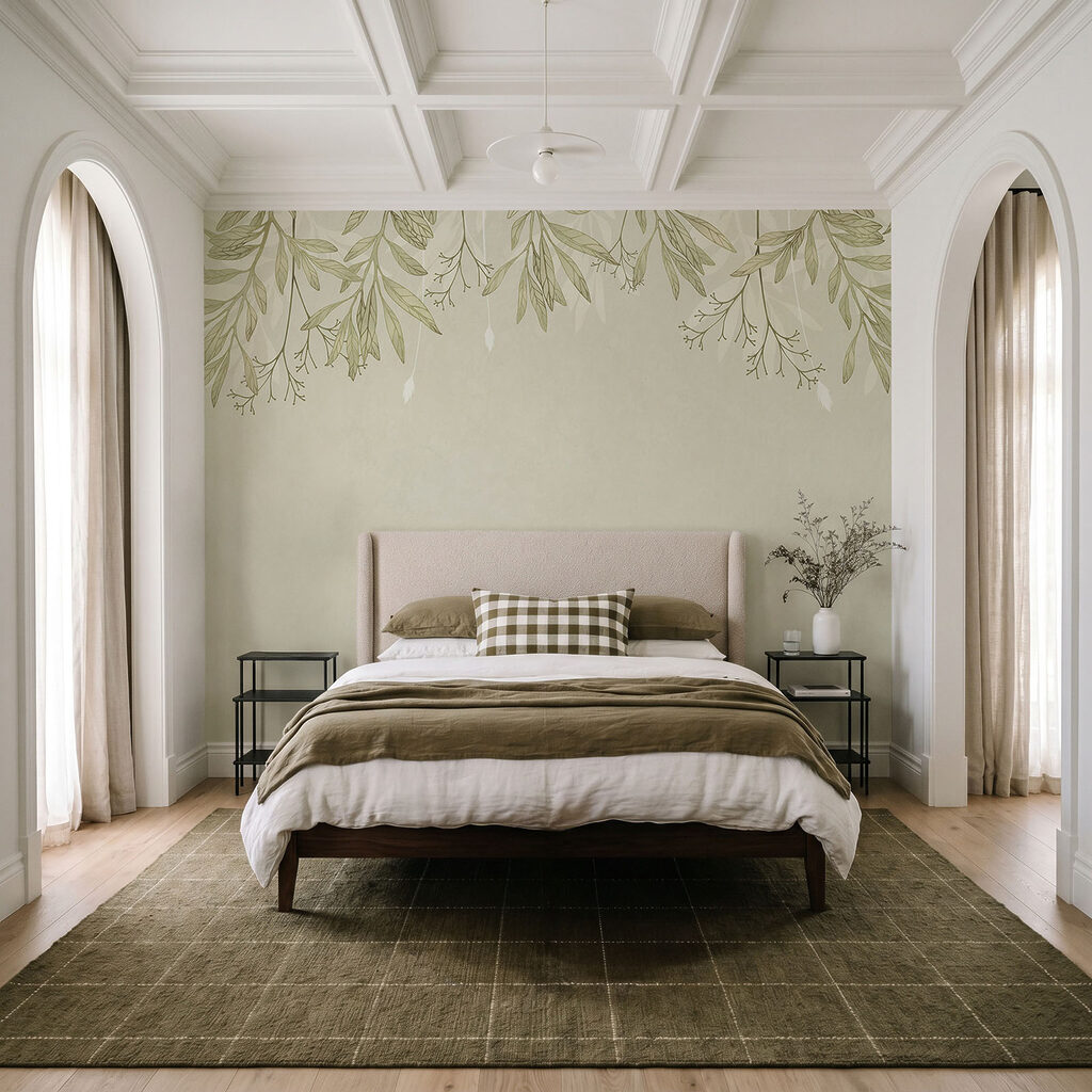 Blättchen über einem Farbschleier in einem Interieur