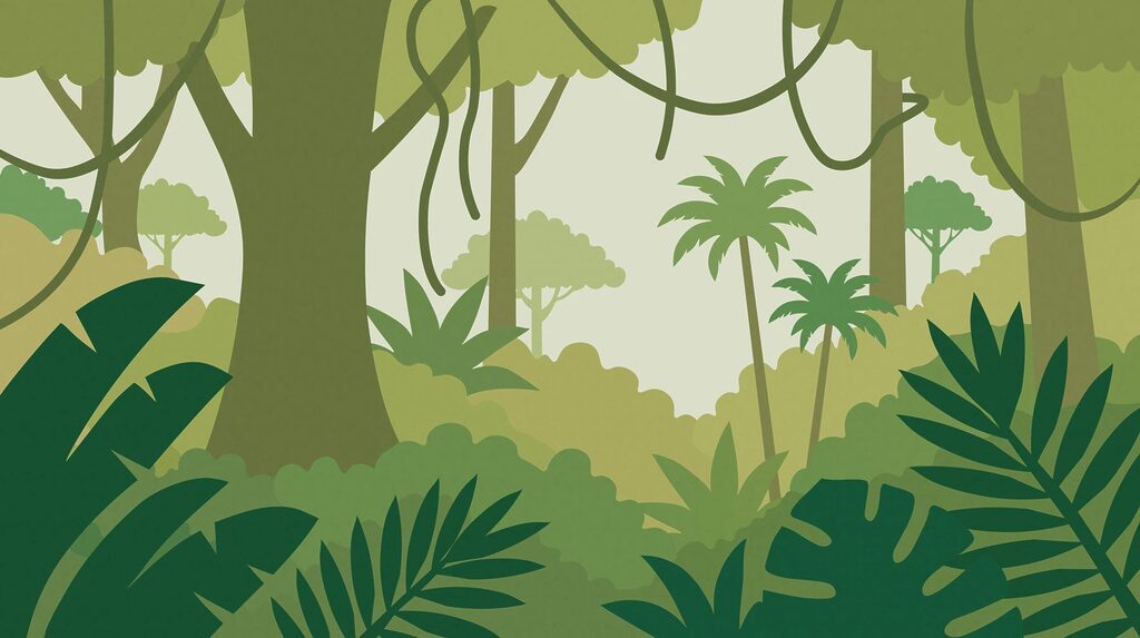 Wald mit Lianen — ganzes Design