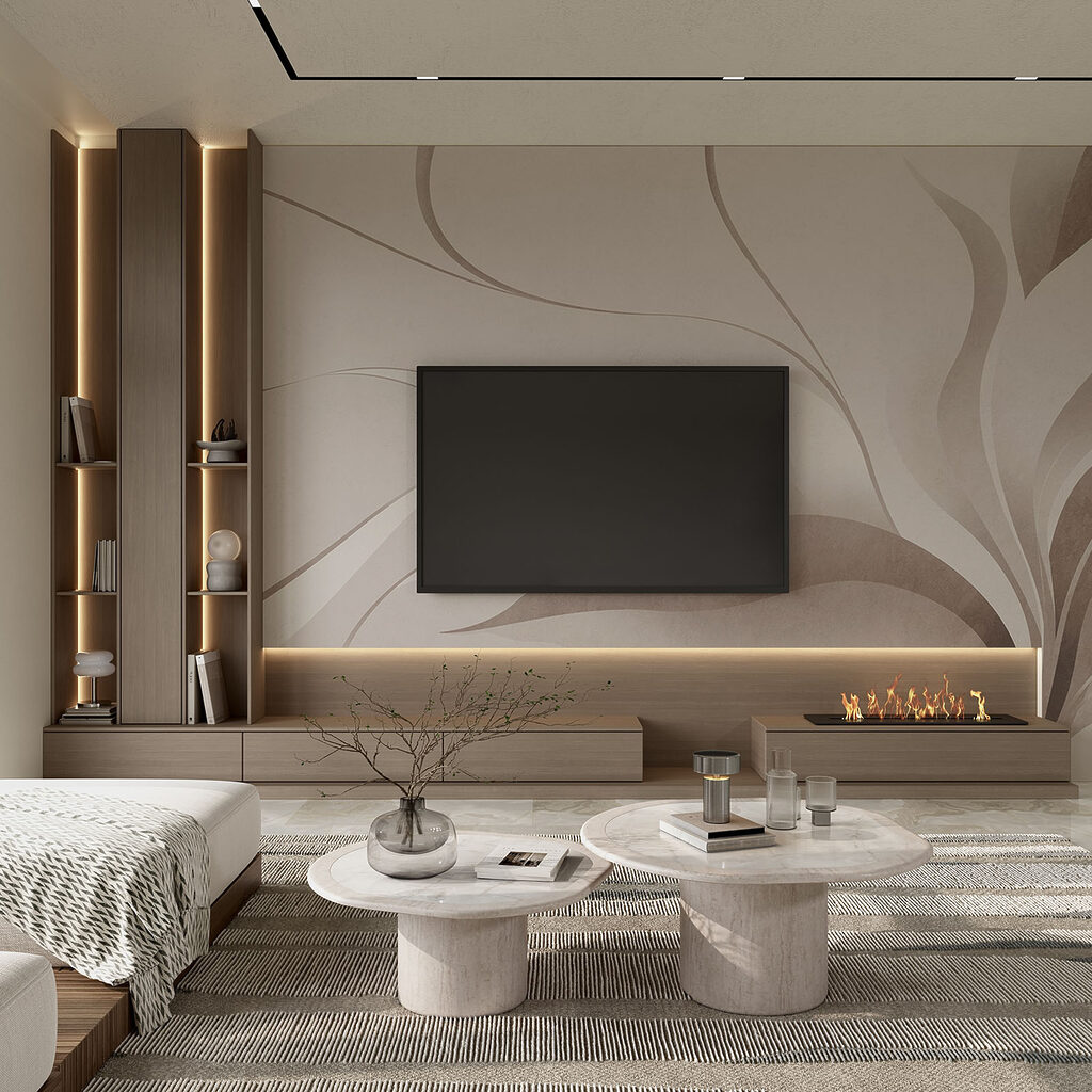 Blätter in sanften Pinselstrichen in einem Interieur