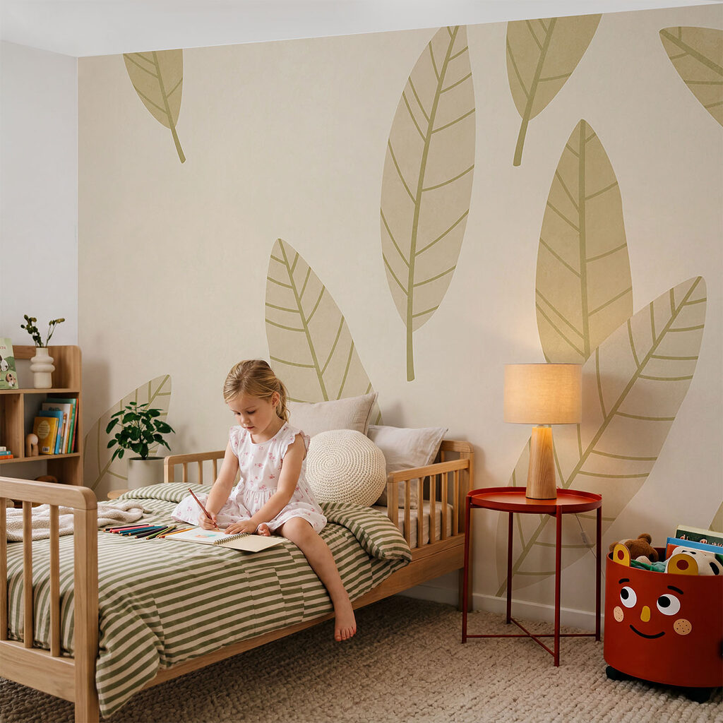 Verstreute lange Blätter in einem Interieur