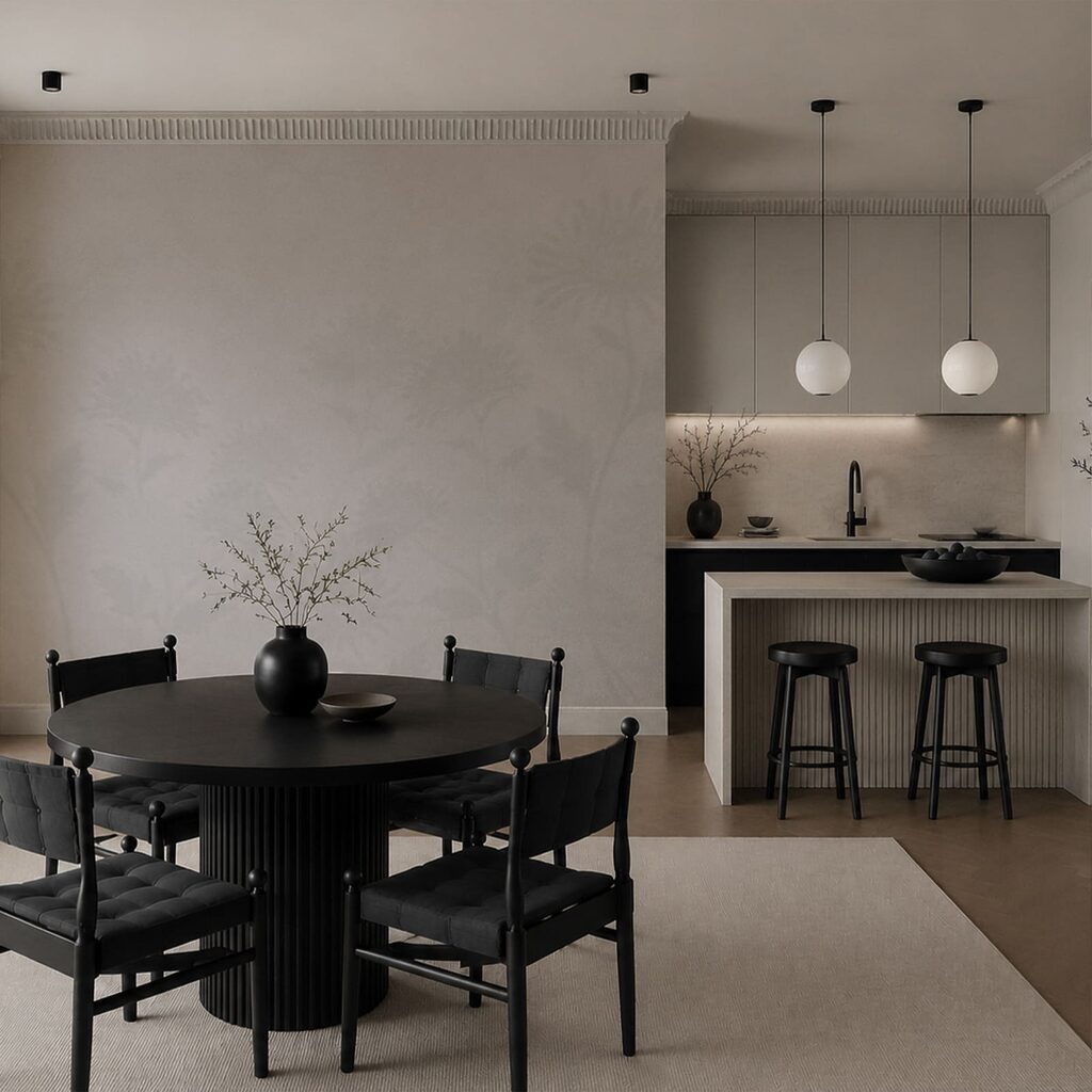 Weiße Doldenblüten im Dunst in einem Interieur