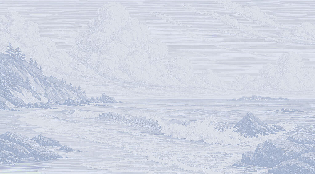 Küste in blassen Linien — ganzes Design