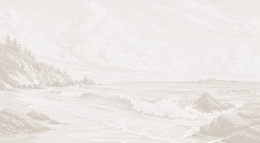 Küste in blassen Linien — ganzes Design