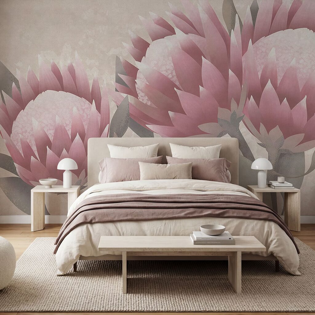 Blumen mit spitzen Blütenblättern in einem Interieur