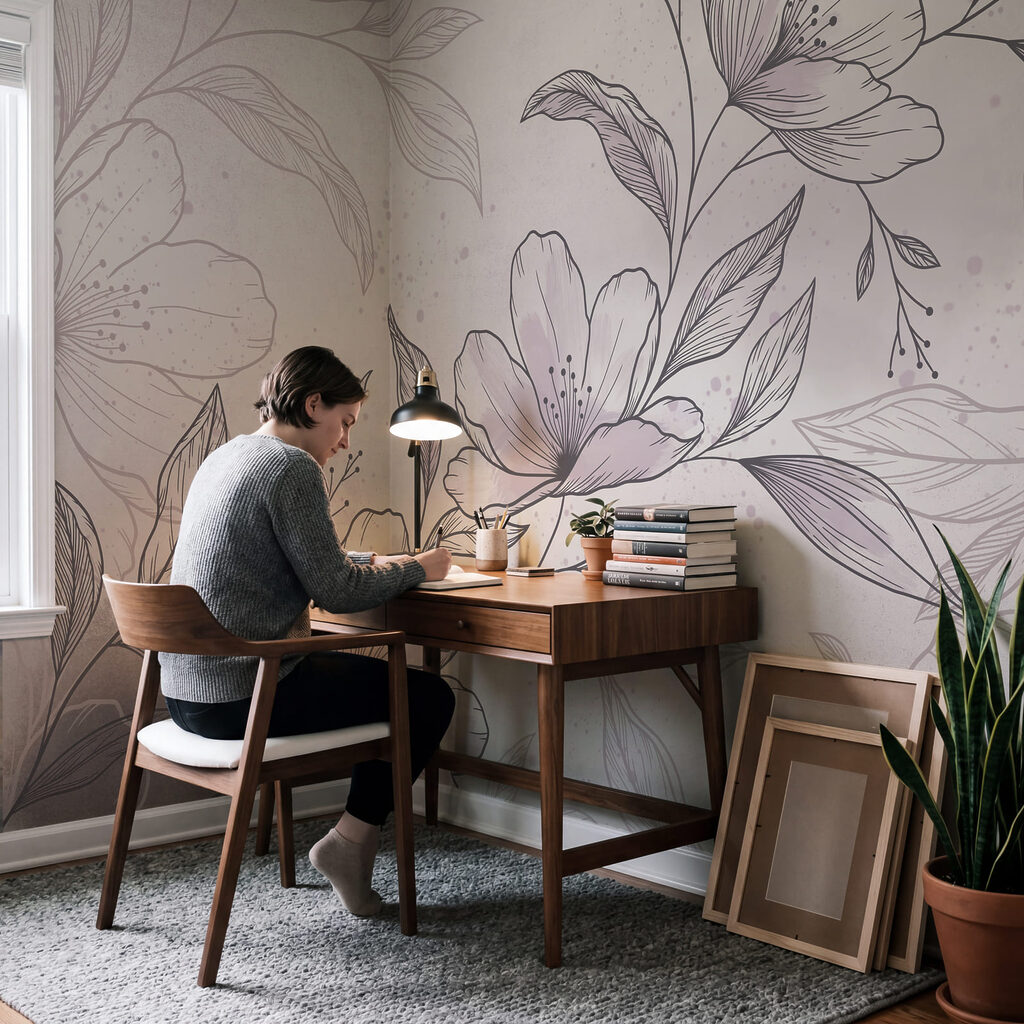 Blütenzweig in feiner Schraffur — Interieur 5