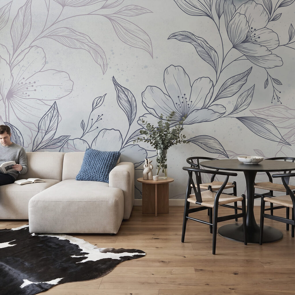 Blütenzweig in feiner Schraffur — Interieur 1