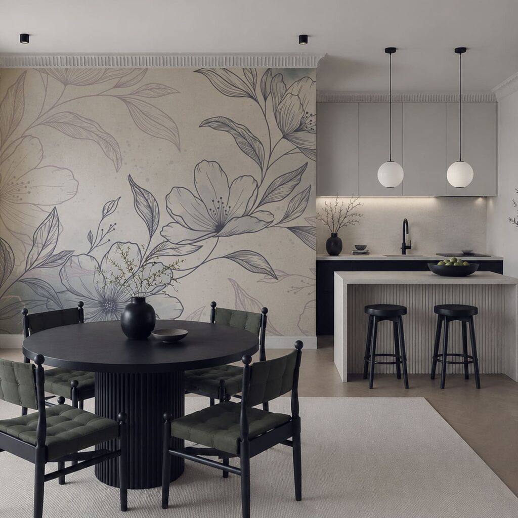 Blütenzweig in feiner Schraffur — Interieur 3